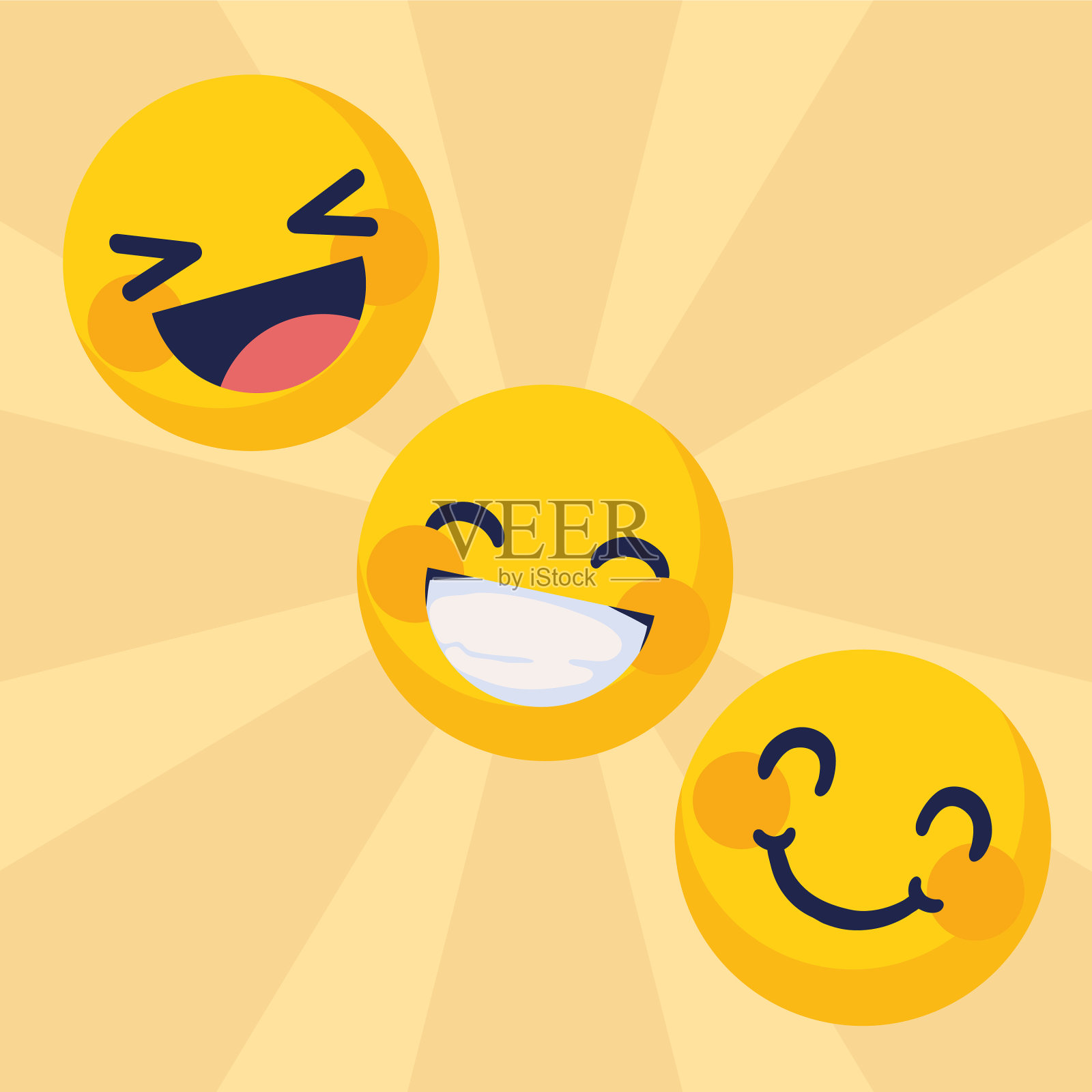 设置微笑的表情符号插画图片素材