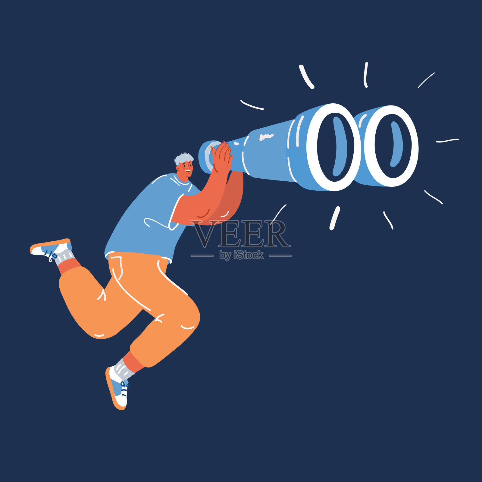 卡通矢量插图的人看通过双筒望远镜设计元素图片