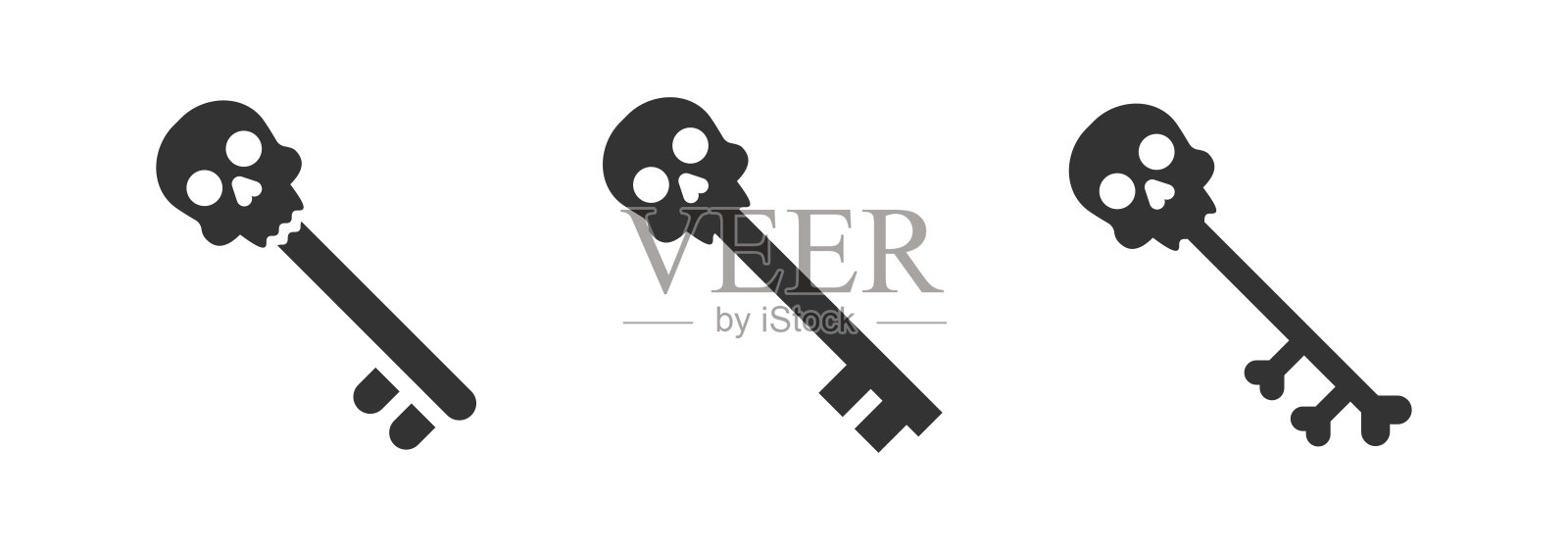 头骨钥匙图标。平面向量插图。设计元素图片