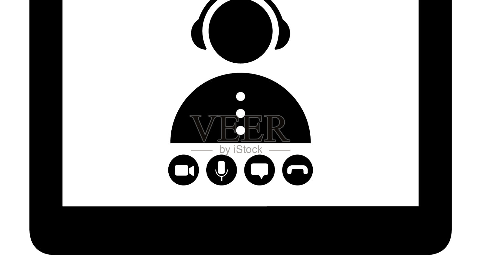电话会议的面试图标黑色图形插画图片素材