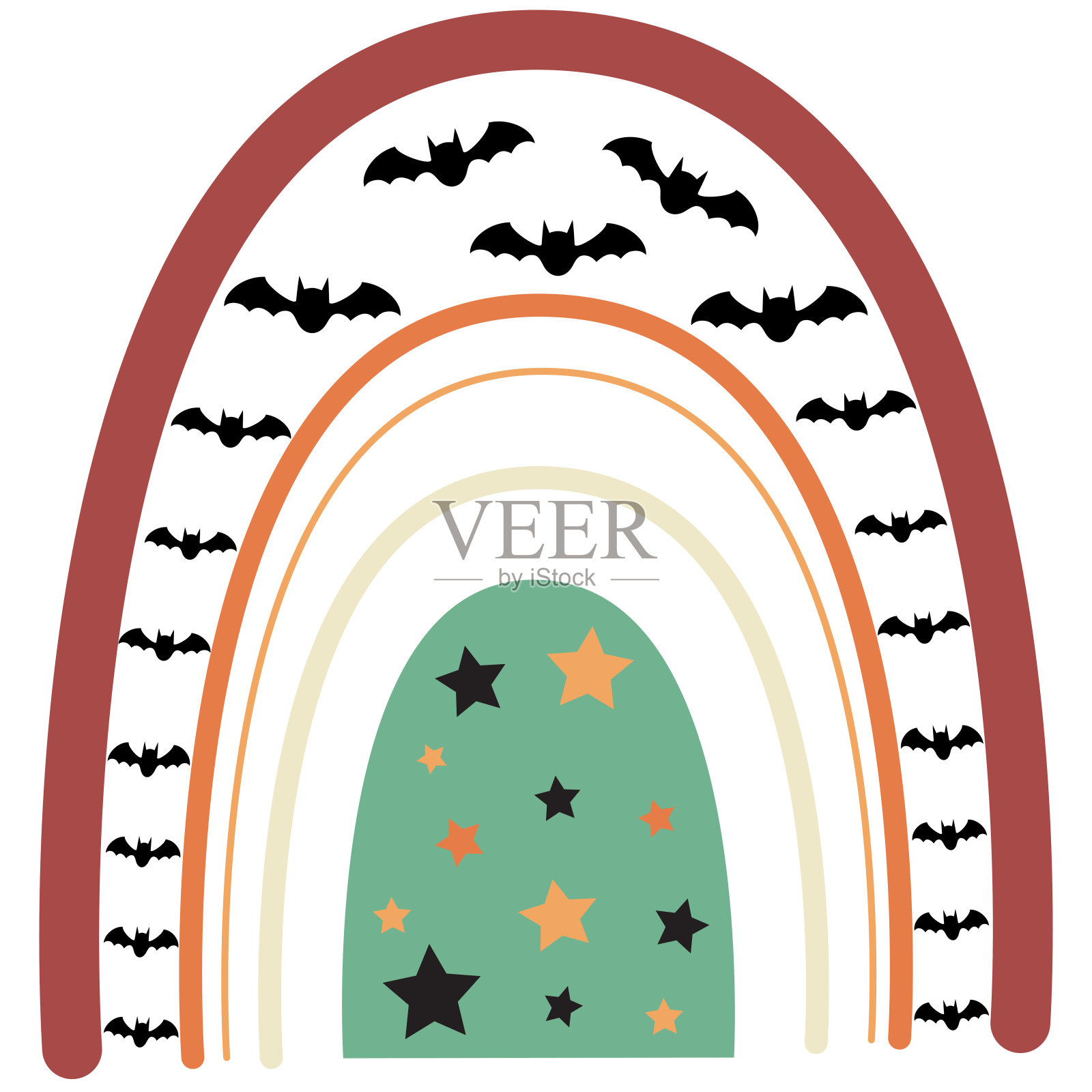 万圣节彩虹，万圣节背景插画图片素材
