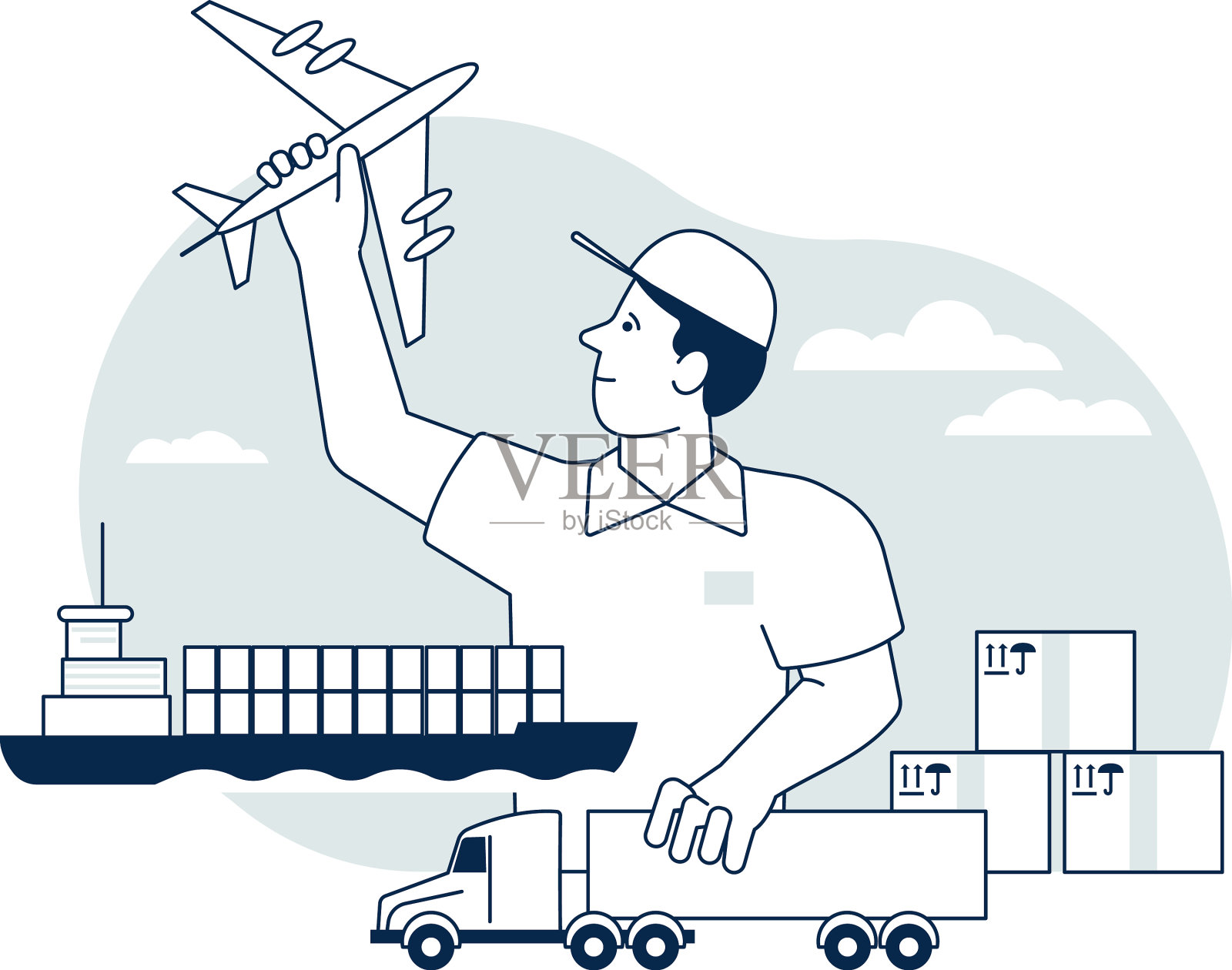 货物运输理念海运与设计元素图片