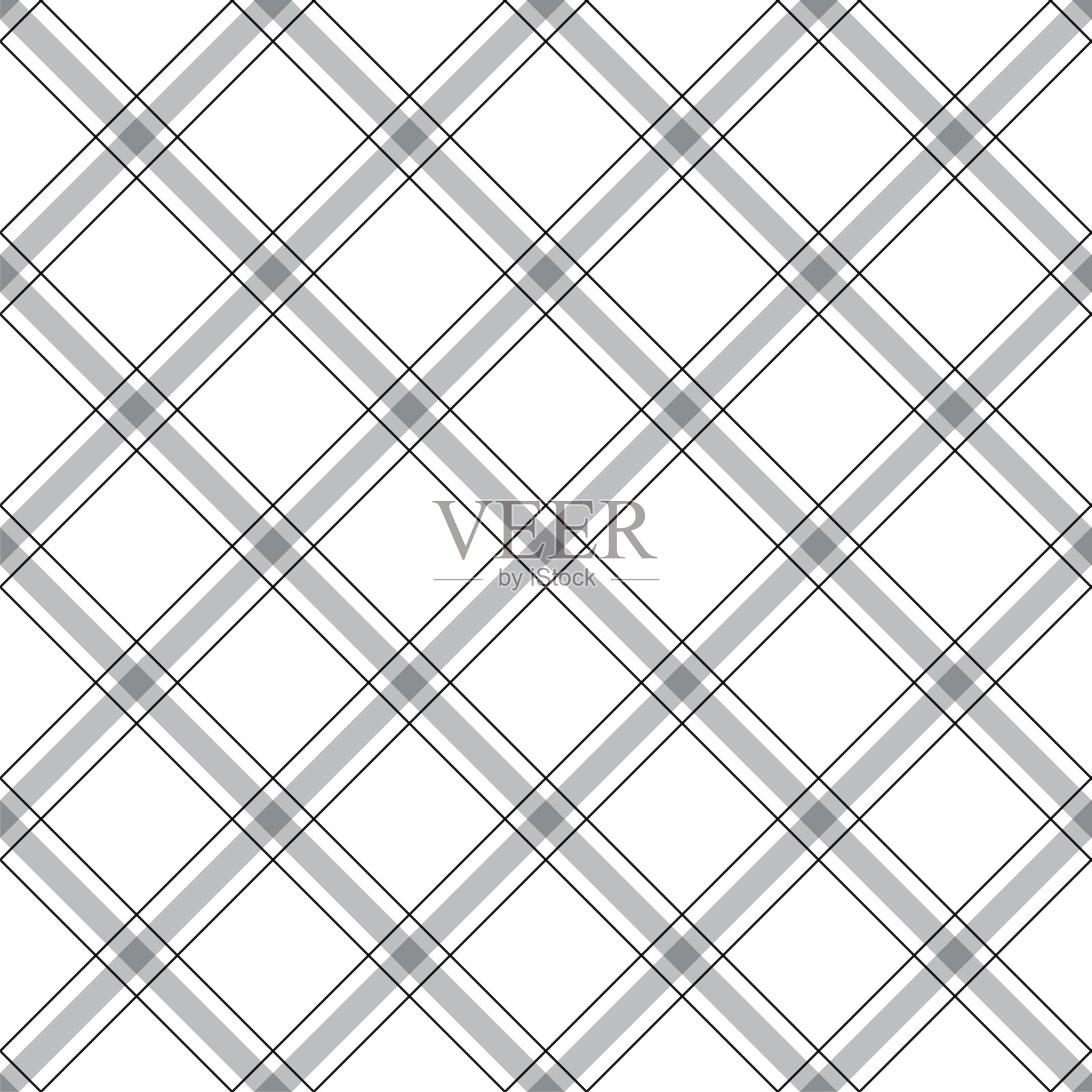 黑色和白色BW可爱的对角倾斜线条纹条纹格子格子格子斯科特方格卡通矢量无缝图案打印背景插画图片素材