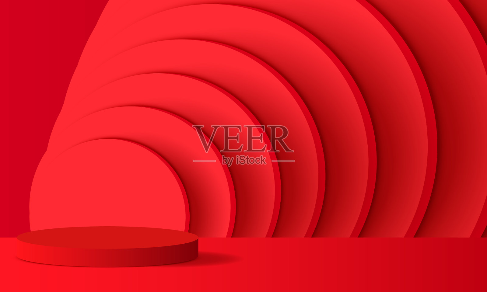 红房间里的红讲台插画图片素材