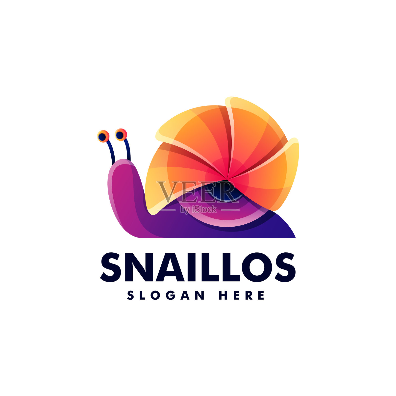 标志蜗牛渐变彩色风格插画图片素材
