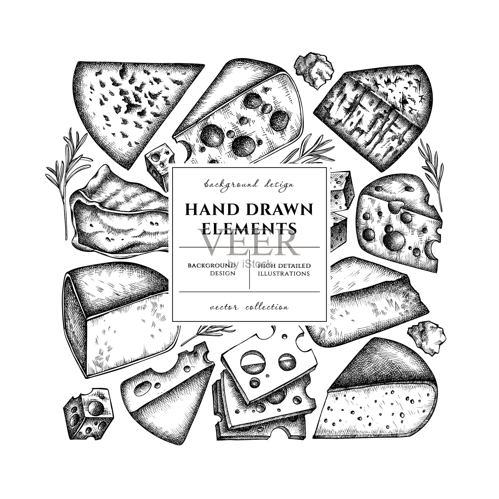 奶酪方卡或邀请设计框架插画图片素材