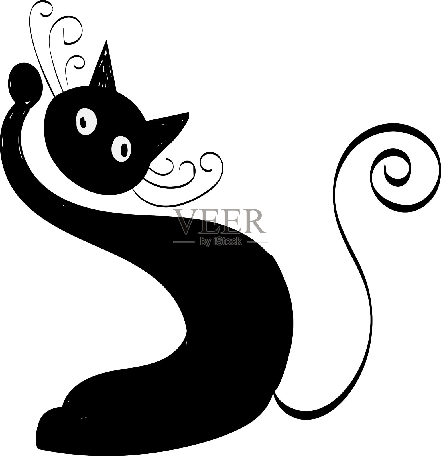 黑猫剪影设计打印插画图片素材