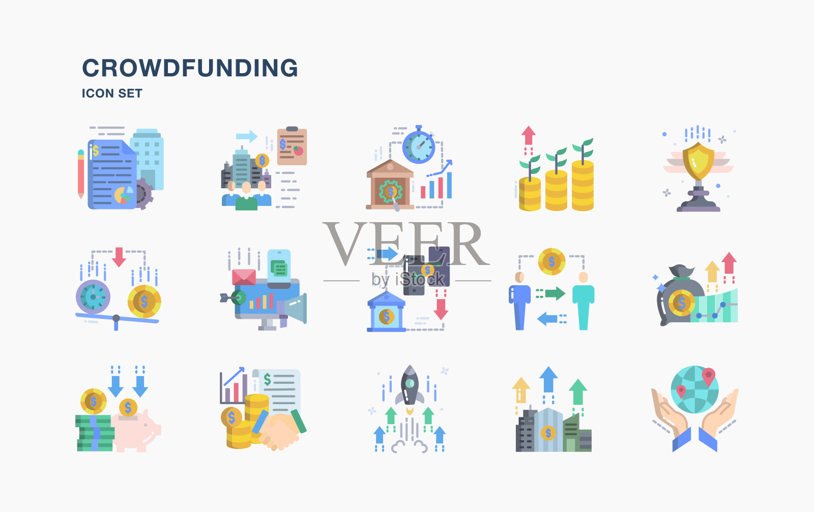 众筹和商业图标集图标素材