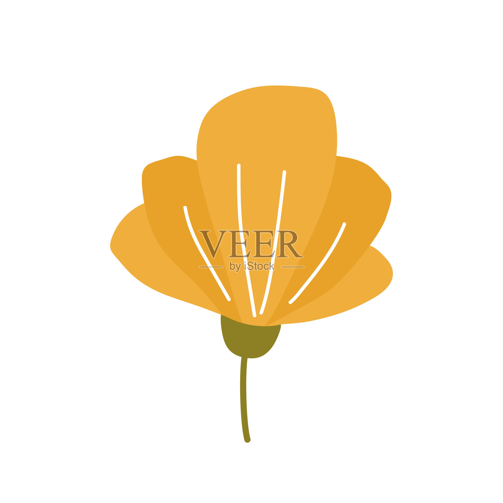 矢量插图手绘平面风格.完美的卡片,标志,装饰,春夏设计.植物剪纸艺术