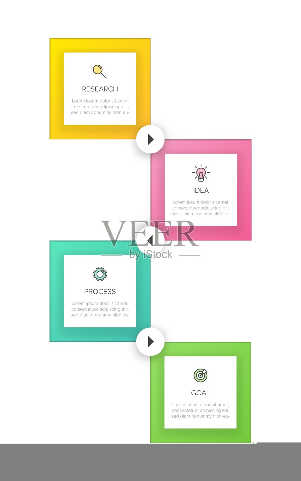 垂直信息图形设计与图标和4个选项或步骤。细线。信息图的业务概念。可用于信息图形、流程图、演示文稿、移动网站、印刷材料。插画图片素材