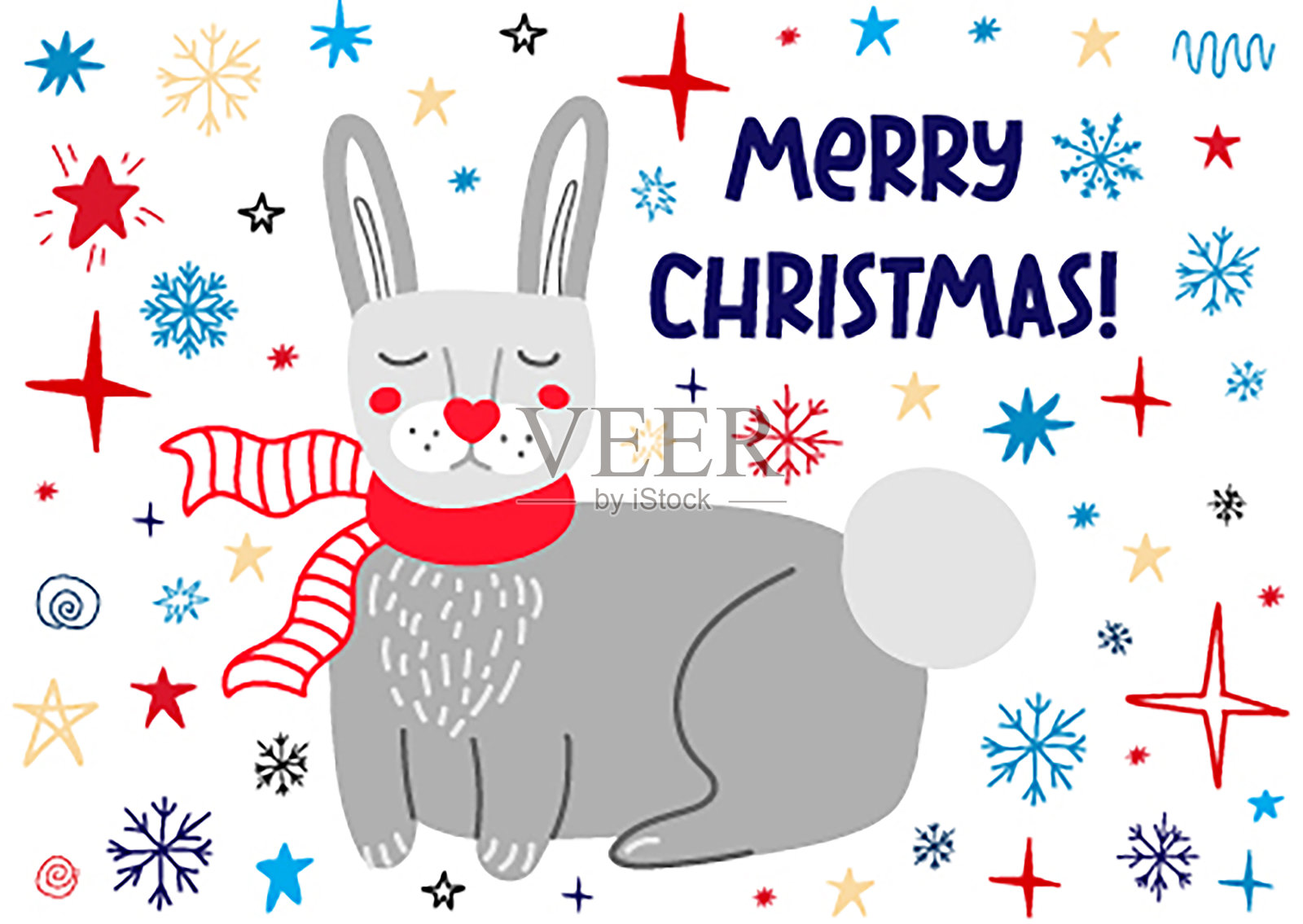 有兔子的圣诞贺卡。设计模板素材
