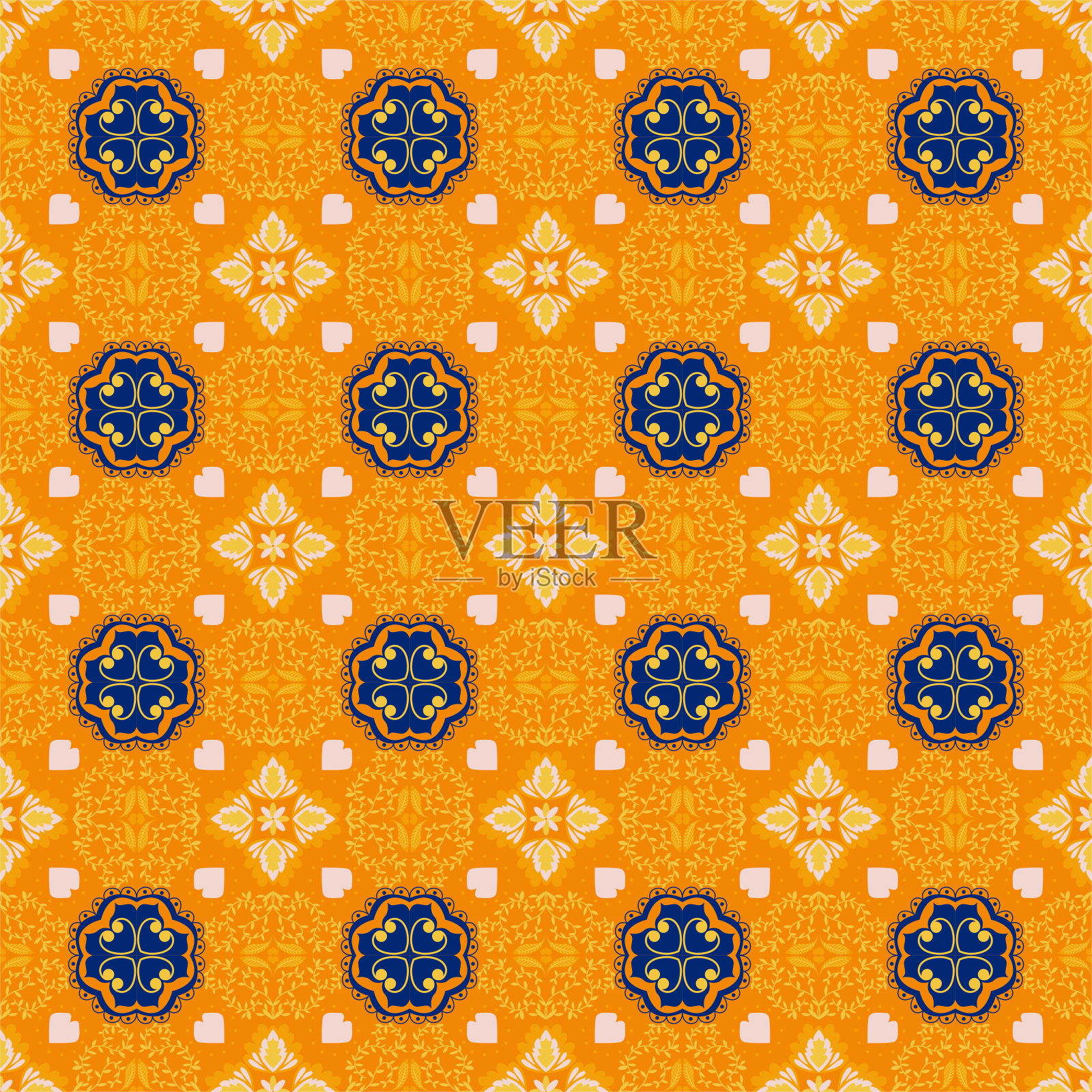 树叶无缝图案背景花园自然植物艺术传统点缀插画图片素材