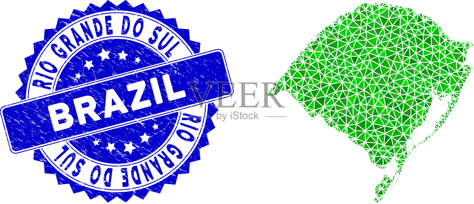 玫瑰形遇险徽章和绿色三角插画图片素材