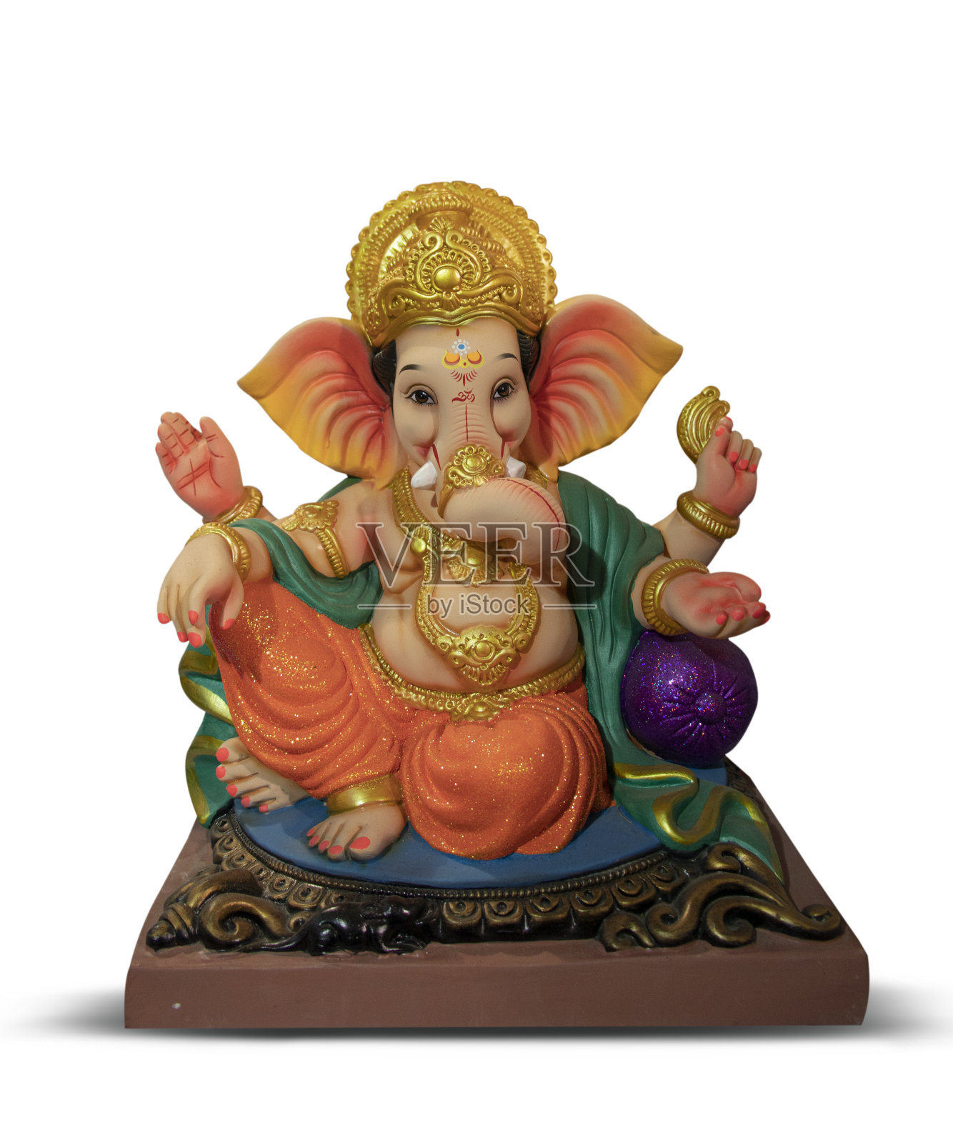 印度象头神节，主甘帕提，快乐的甘尼什查图提，白背景上的甘帕提照片摄影图片