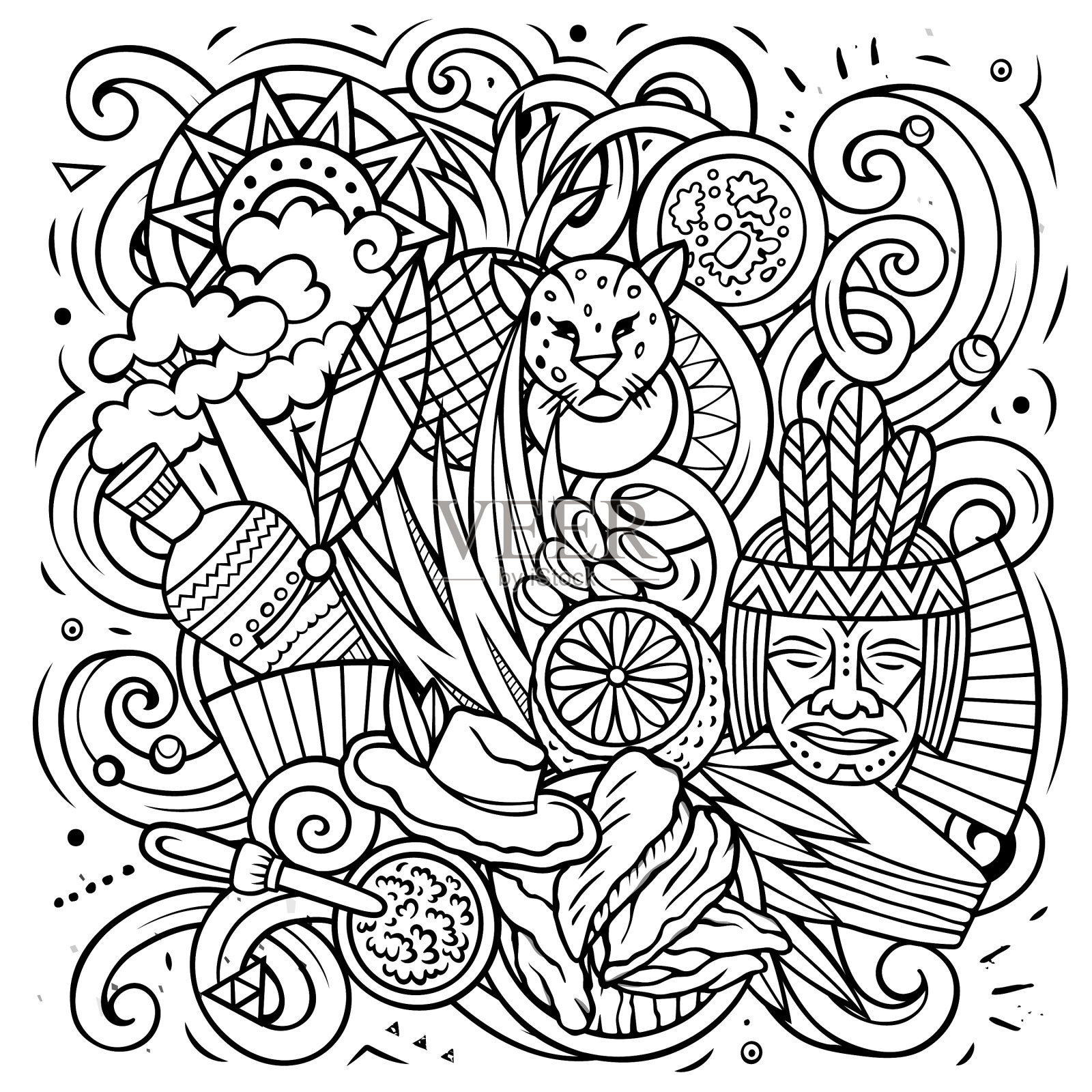 巴拉圭手绘卡通涂鸦设计元素图片