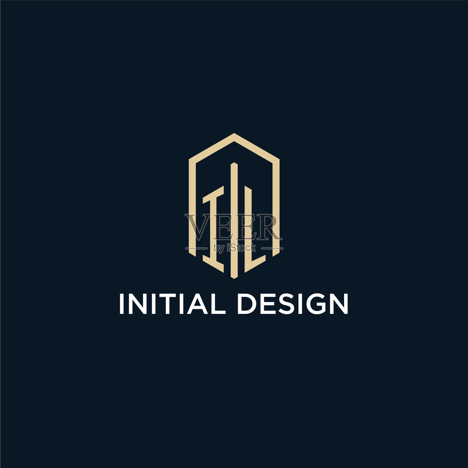 Il初始字母标志与六角形插画图片素材