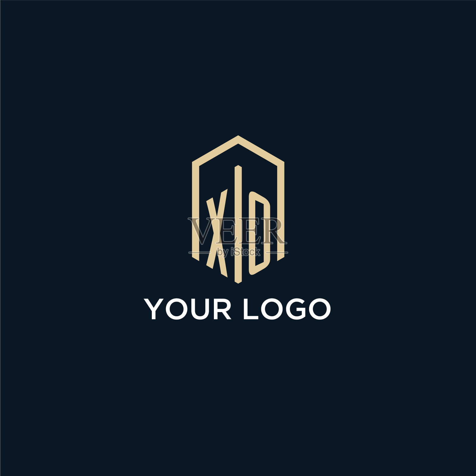 Xo初始字母标志与六角形插画图片素材