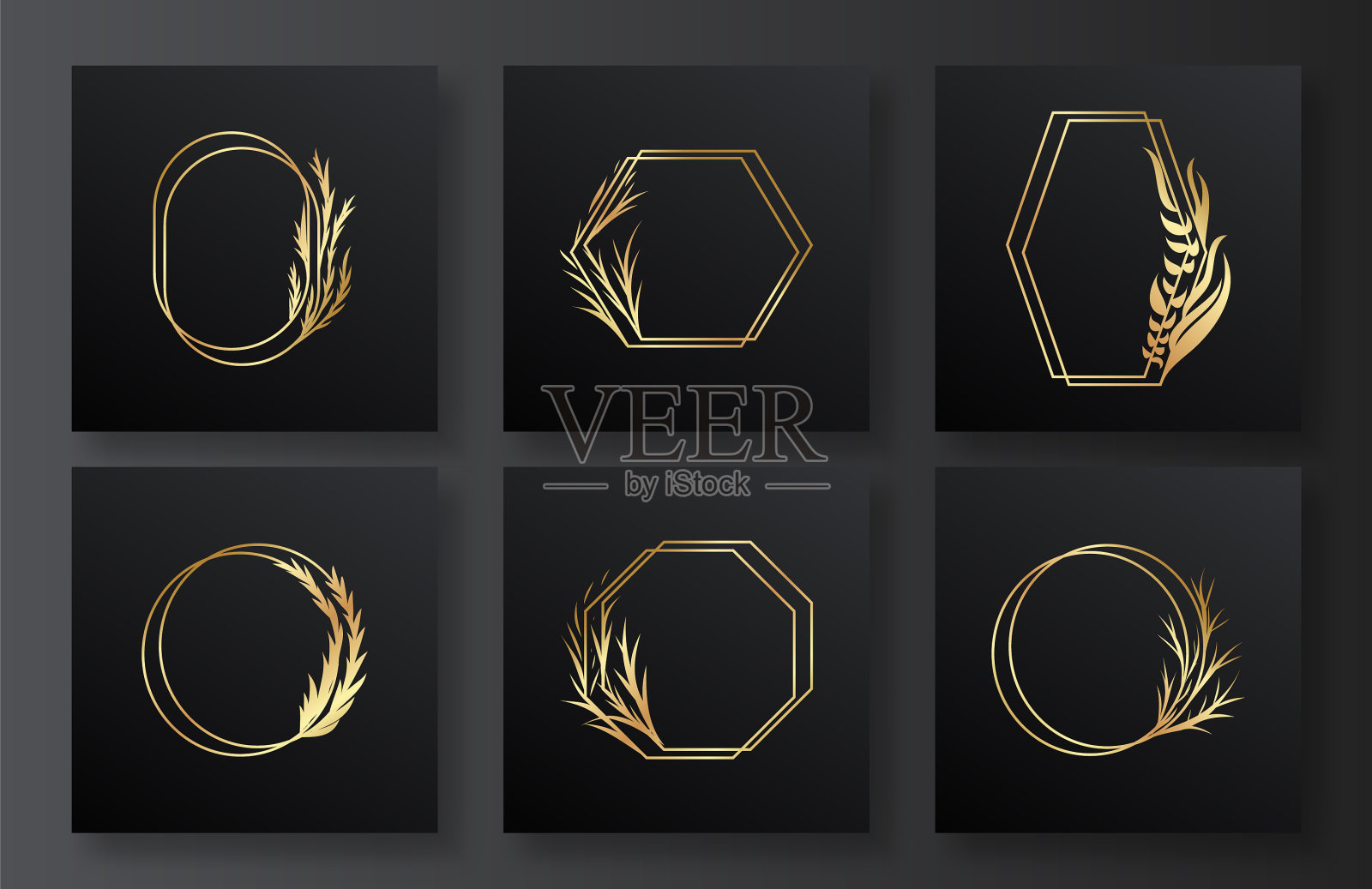 金框婚礼字母标志模板插画图片素材