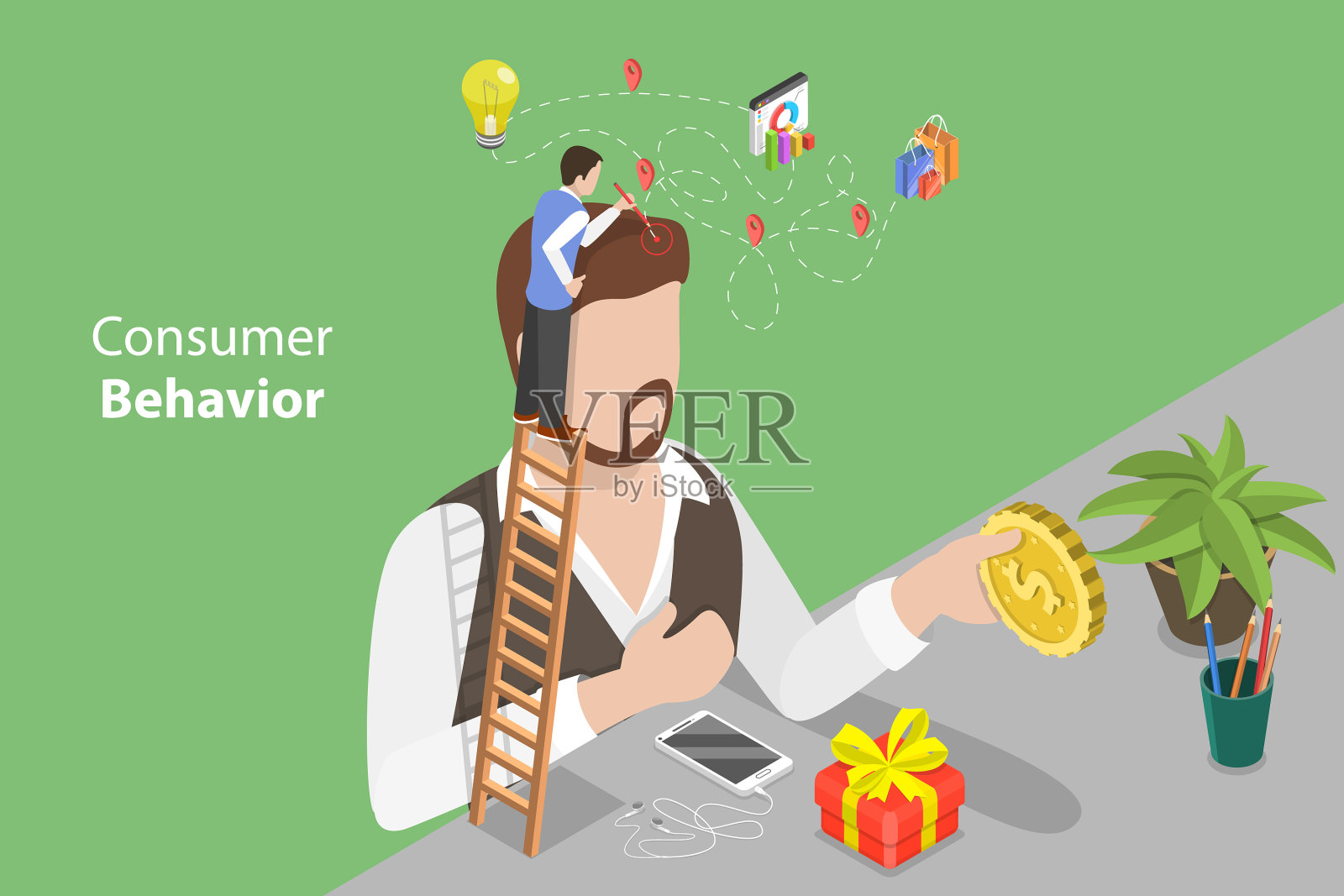 三维等距平面概念插画图片素材