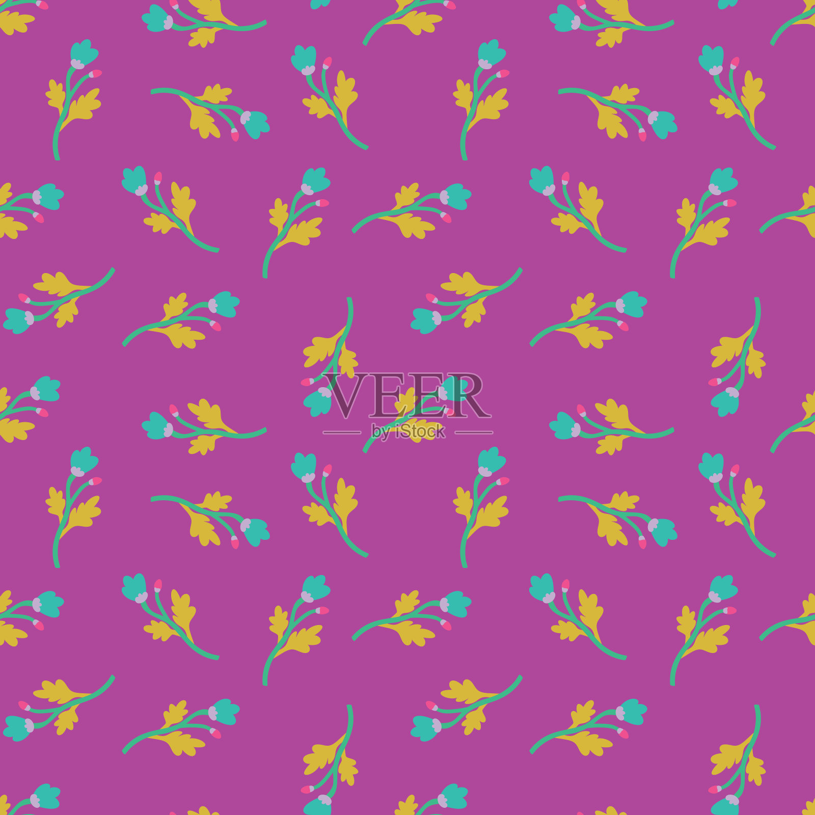 装饰抽象花无缝图案。植物花卉墙纸。插画图片素材