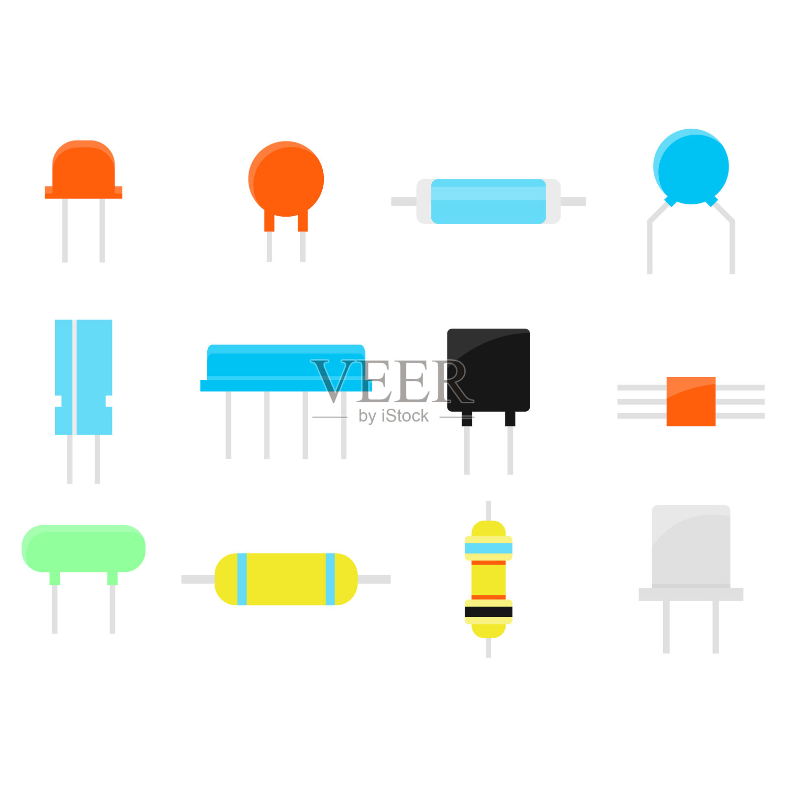 半导体芯片晶体管电阻器图标素材