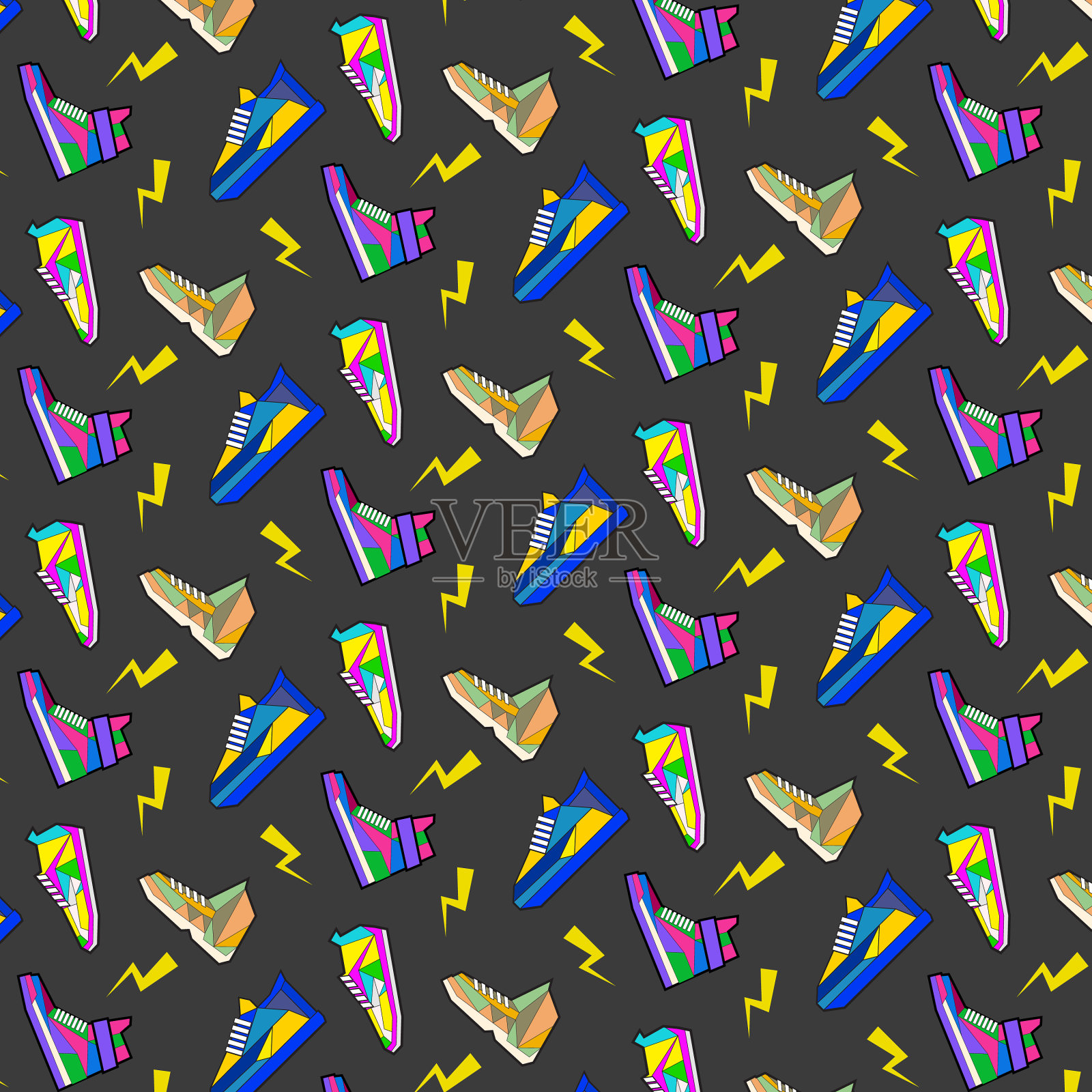 无缝图案运动和健身运动鞋插画图片素材