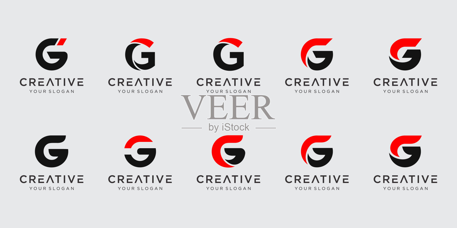 字母G标志设计图标集。时尚，运动，汽车，设计元素图片