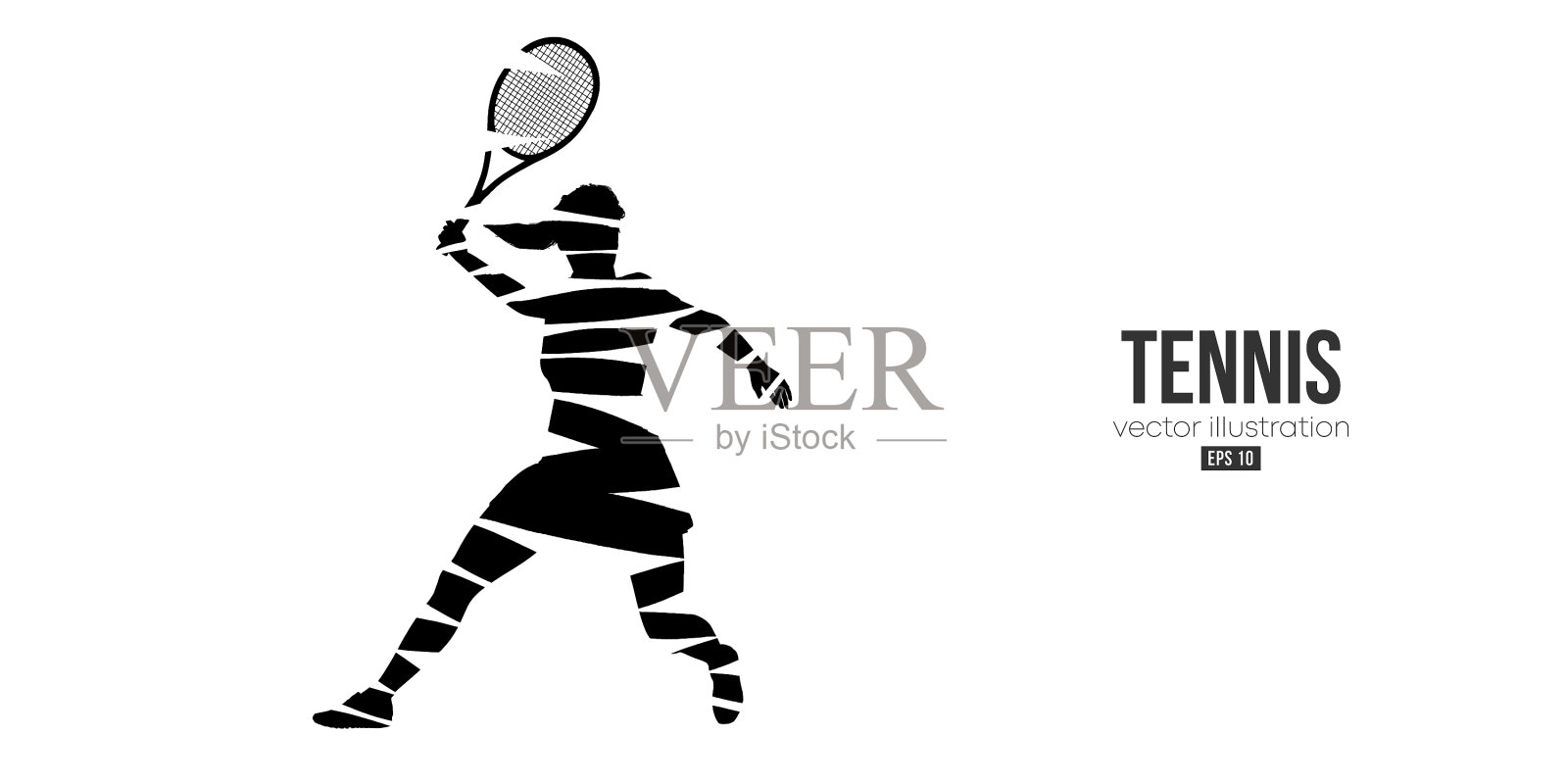 一个网球运动员在白色的抽象剪影设计元素图片