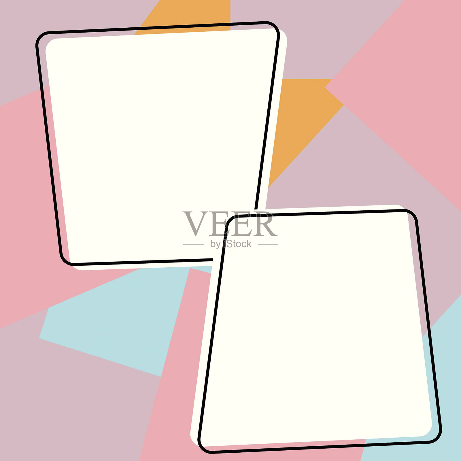 漫画设计框架。美丽的相框与Boom泡沫设计拼贴，有趣可爱的漫画照片收集的孩子，设计图纸插画图片素材