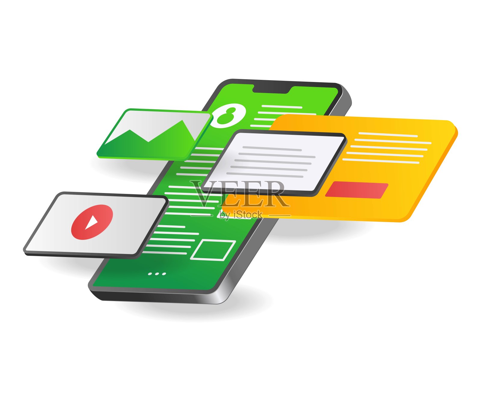 打开智能手机的个人数据应用程序插画图片素材