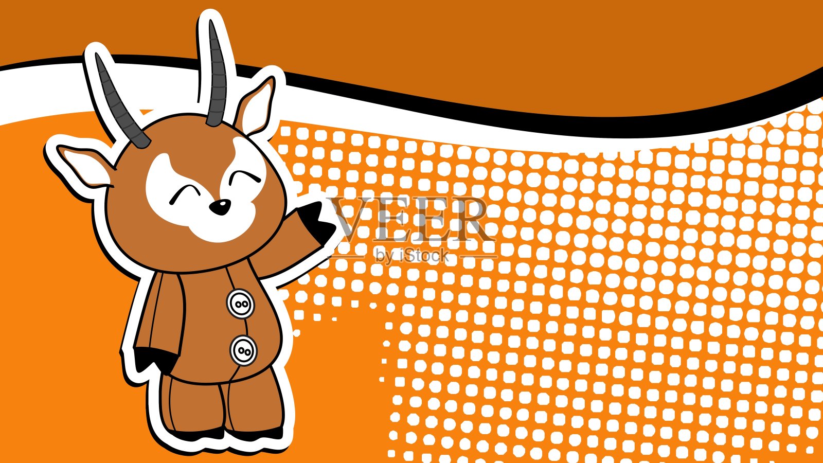 站立羚羊毛绒玩具贴纸卡通背景插画图片素材