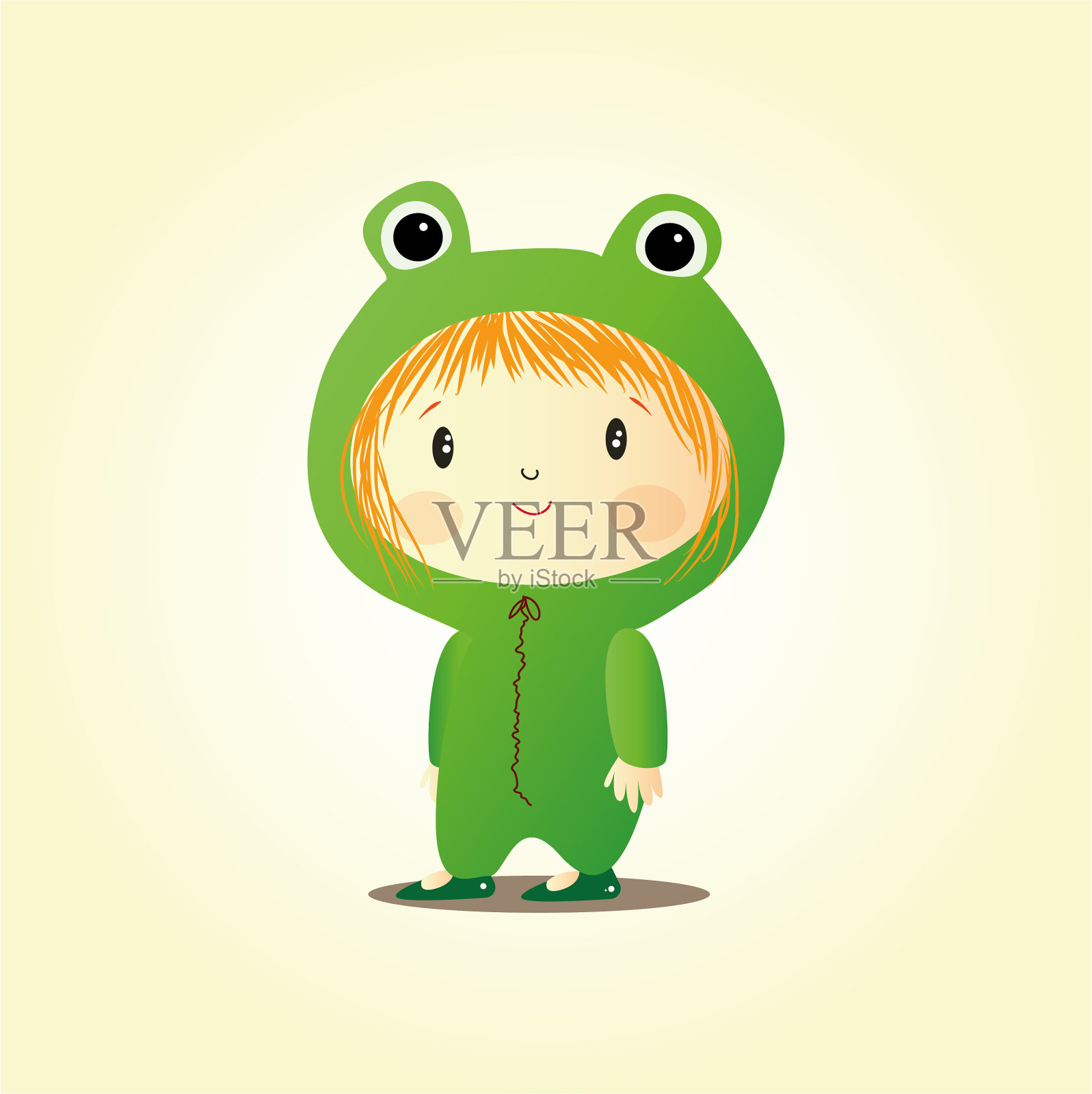 壁纸可爱的红色女孩穿着青蛙的服装设计元素图片