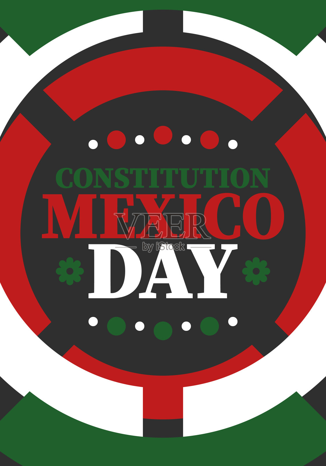 墨西哥宪法的一天。国庆佳节快乐，每年2月4日庆祝。墨西哥图案和颜色。爱国主义的元素。节设计。海报，卡片，横幅和背景。矢量图插画图片素材
