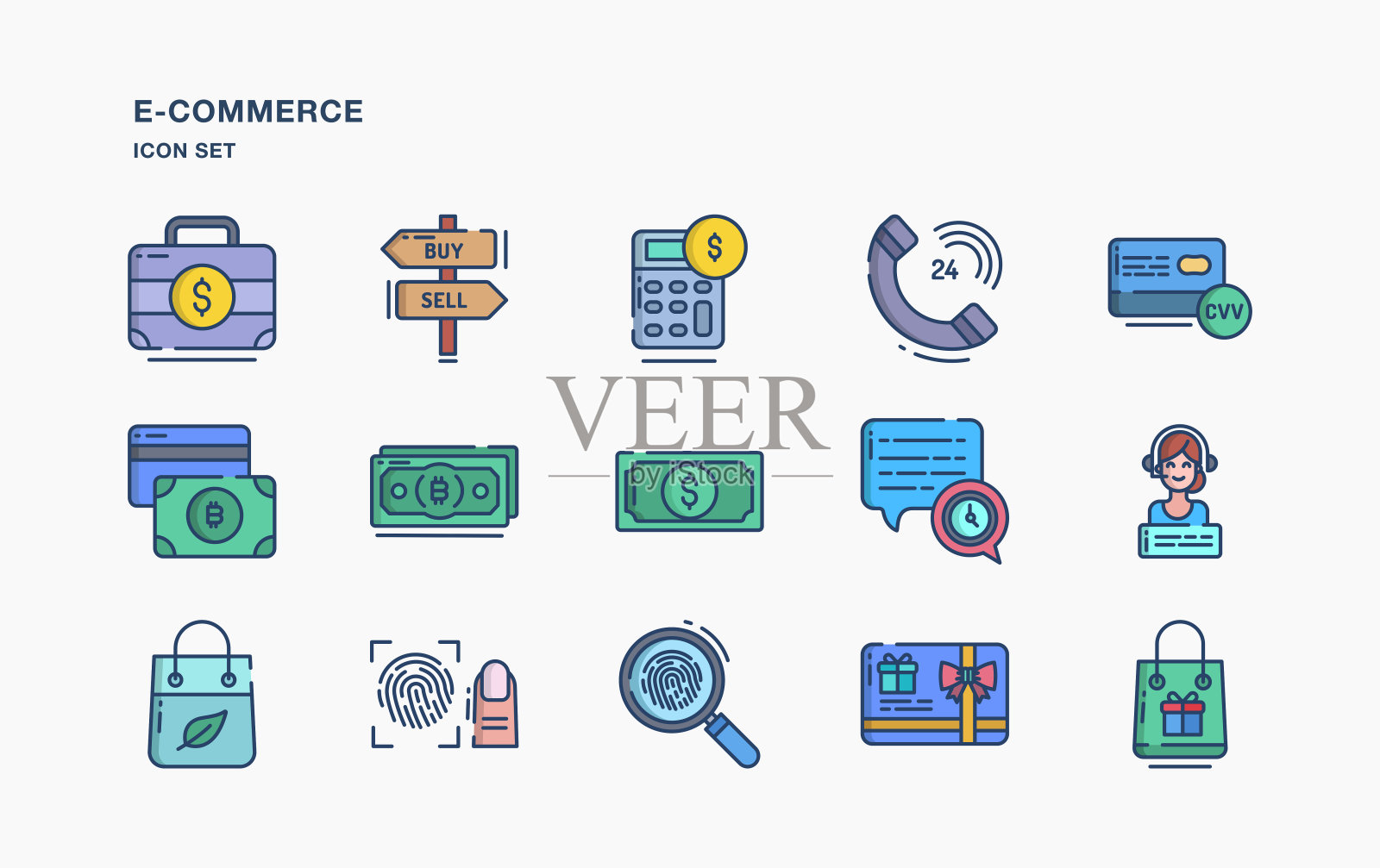 电子商务和在线购物图标集图标素材