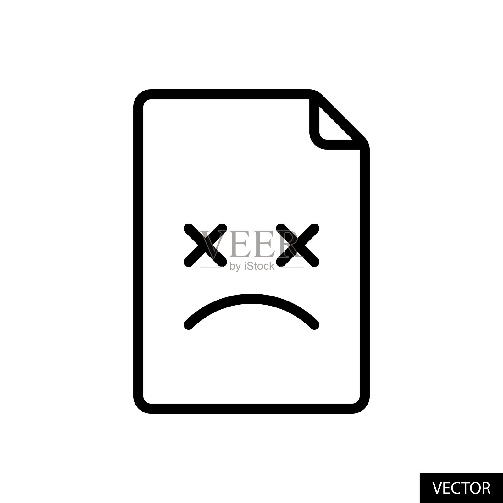 错误页面，在白色背景上孤立的线条样式设计中找不到矢量图标。可编辑的中风。插画图片素材