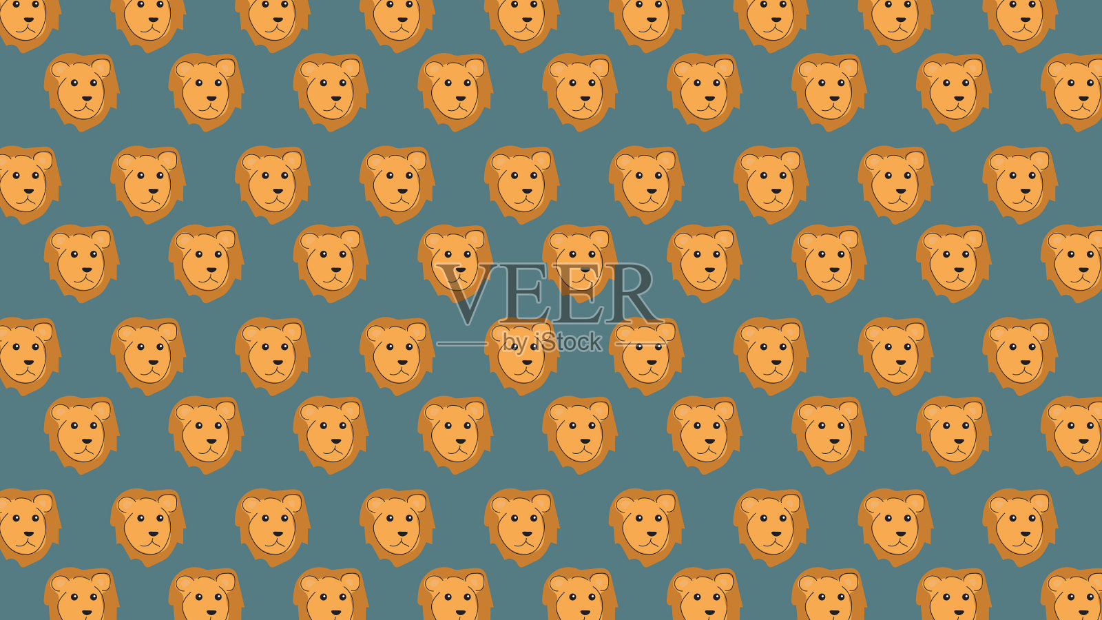 狮子图案背景动物背景概念插画图片素材