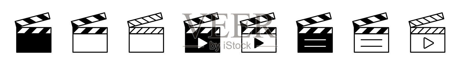 拍板矢量图标集。打开电影隔板图标图标素材