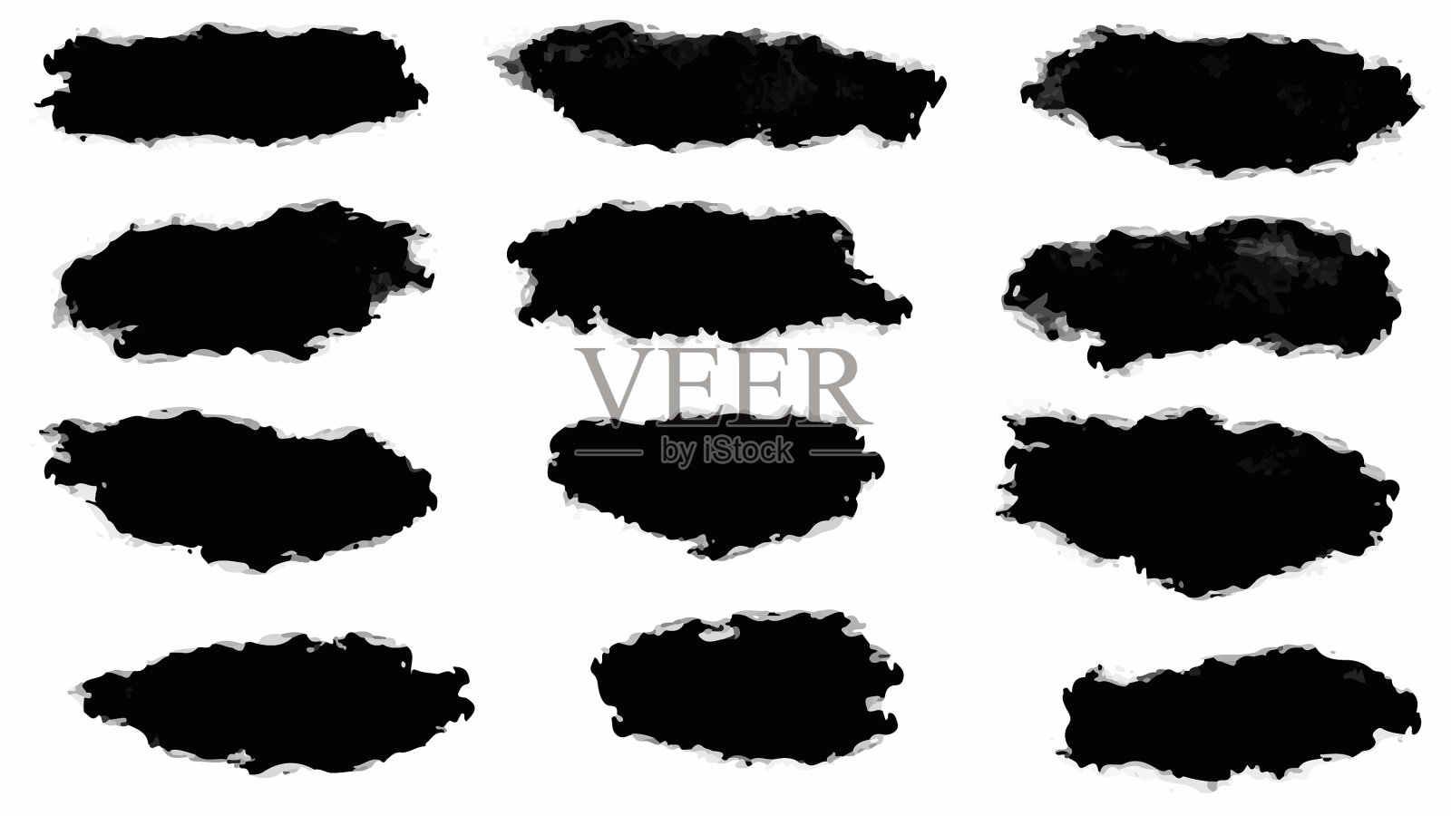 大套黑色垃圾笔刷横幅插画图片素材