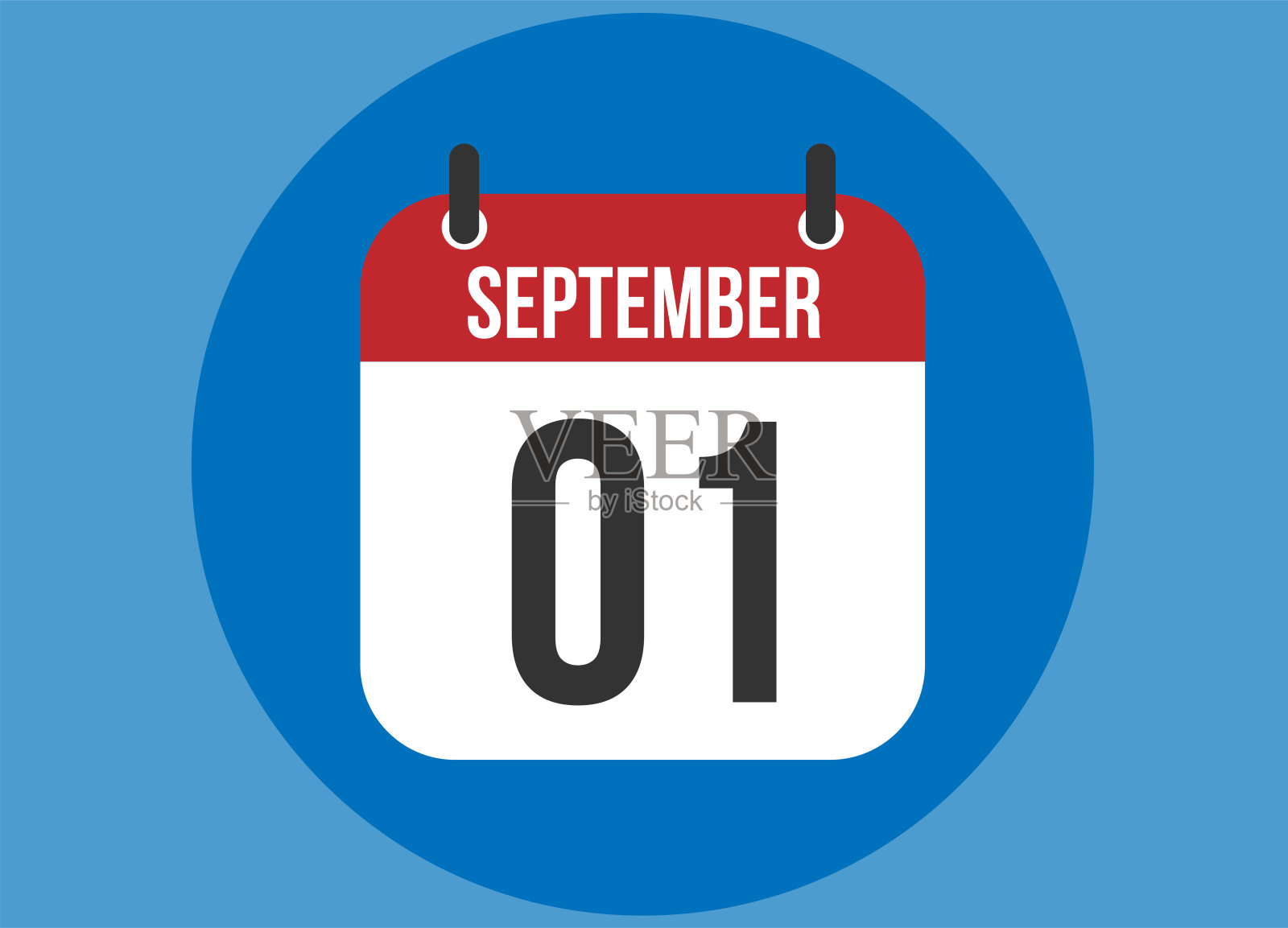 1九月蓝色日历矢量。九月日历与圆圈背景清楚。设计模板素材