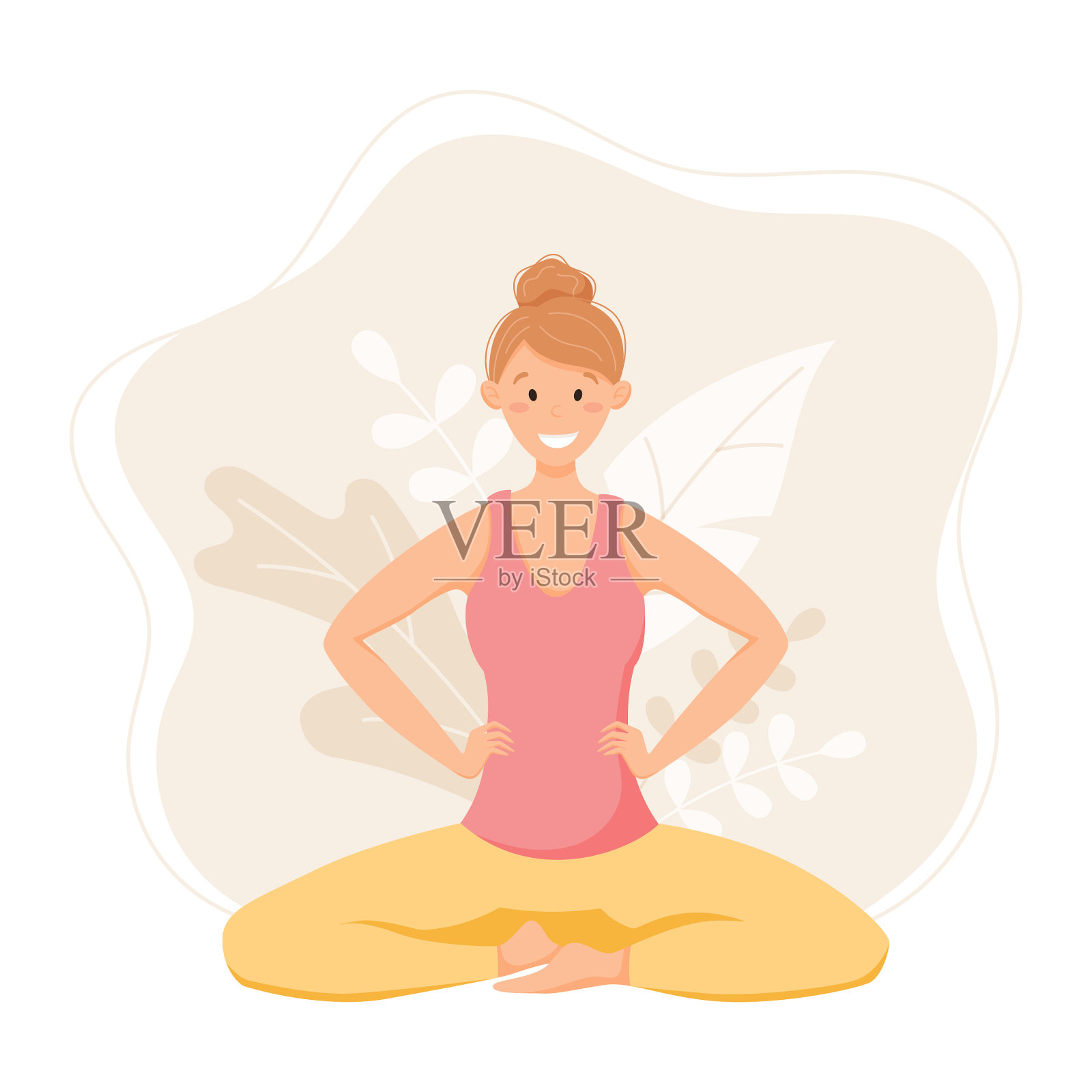 年轻女子做运动瑜伽健康插画图片素材