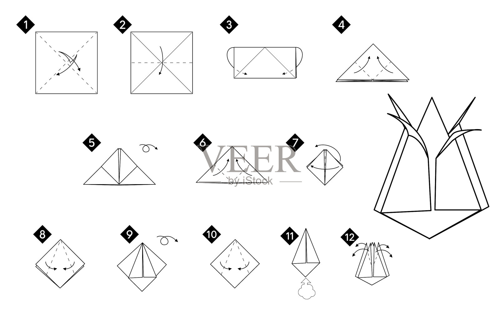 如何一步一步制作折纸郁金香花插画图片素材