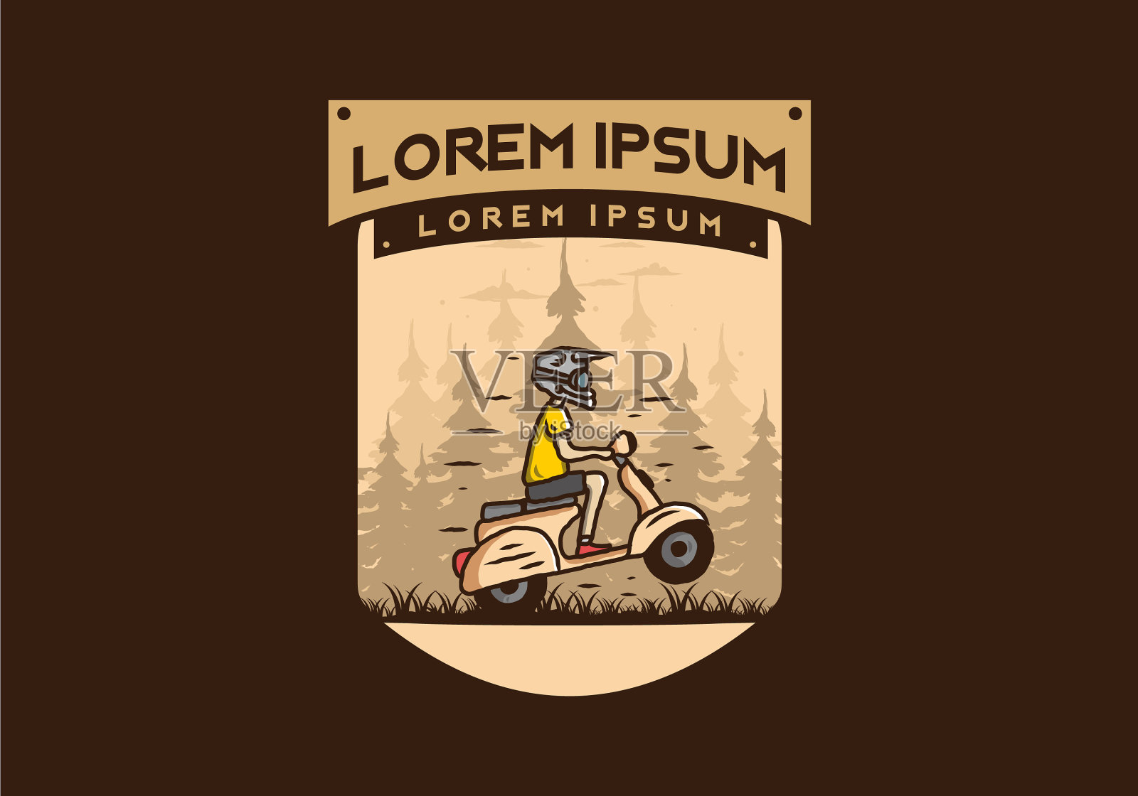 森林里的立式滑板车插画图片素材