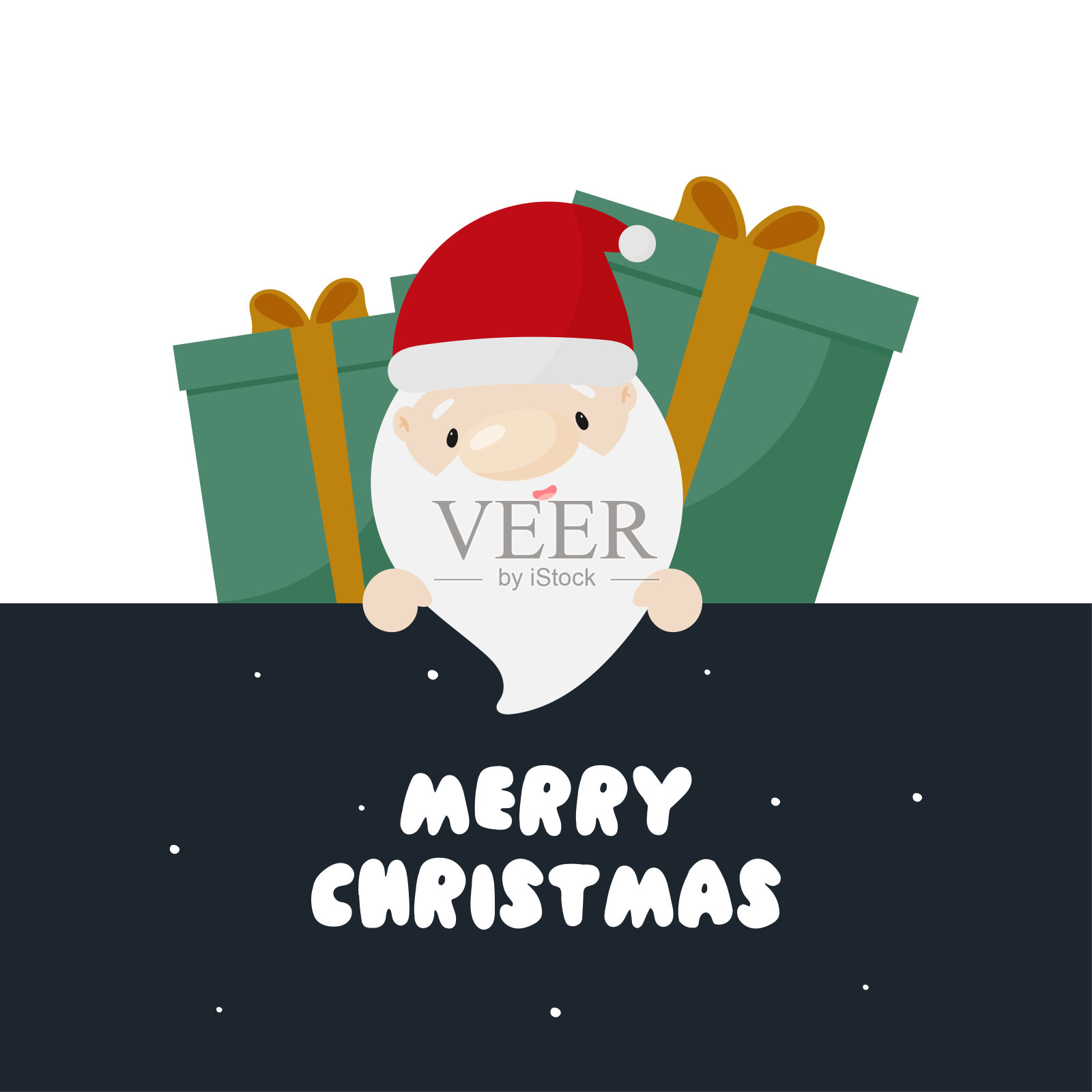 圣诞老人和礼盒。矢量插图在卡通风格。白色背景。插画图片素材