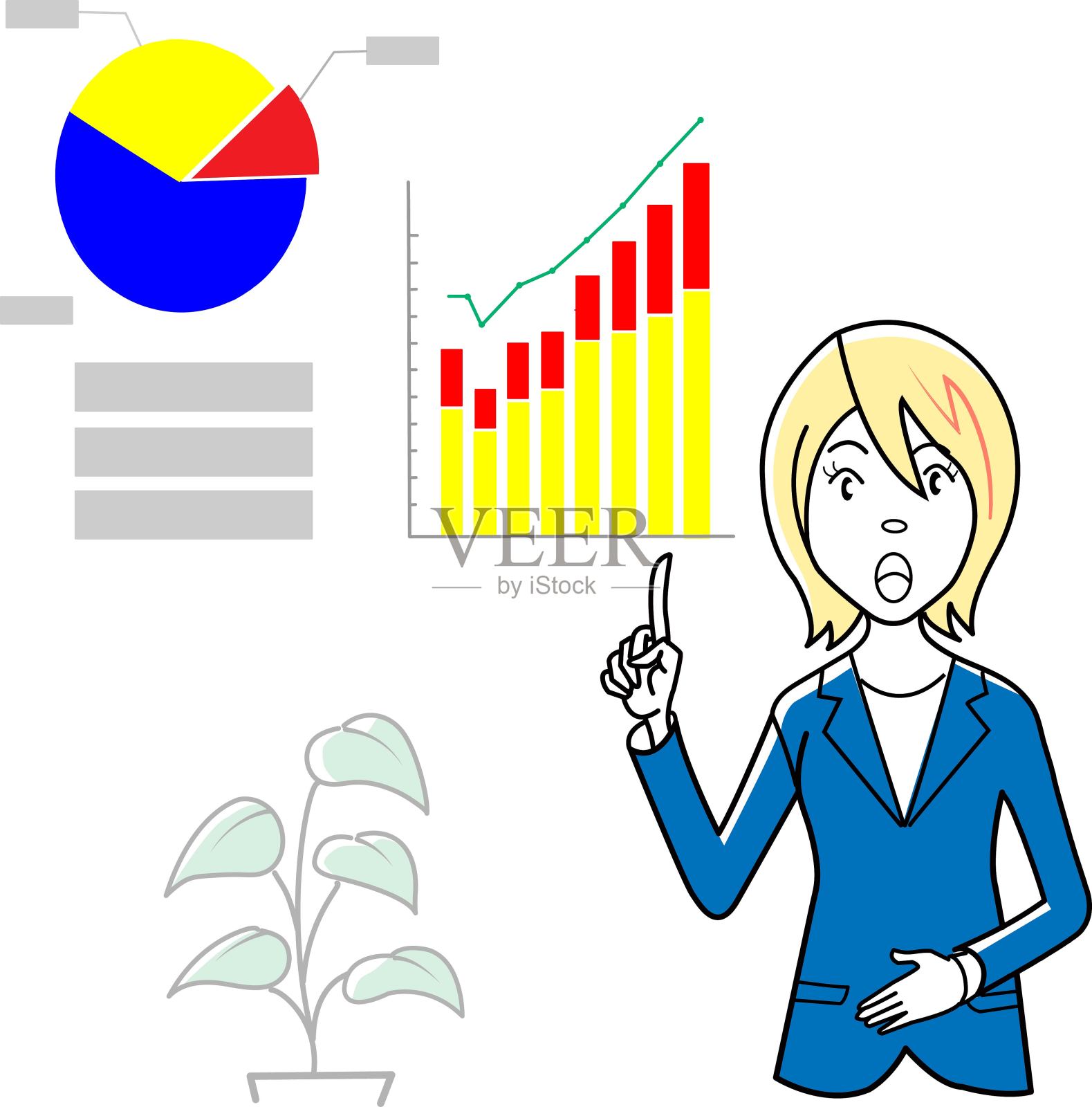 一位女商人分析数据的插图插画图片素材