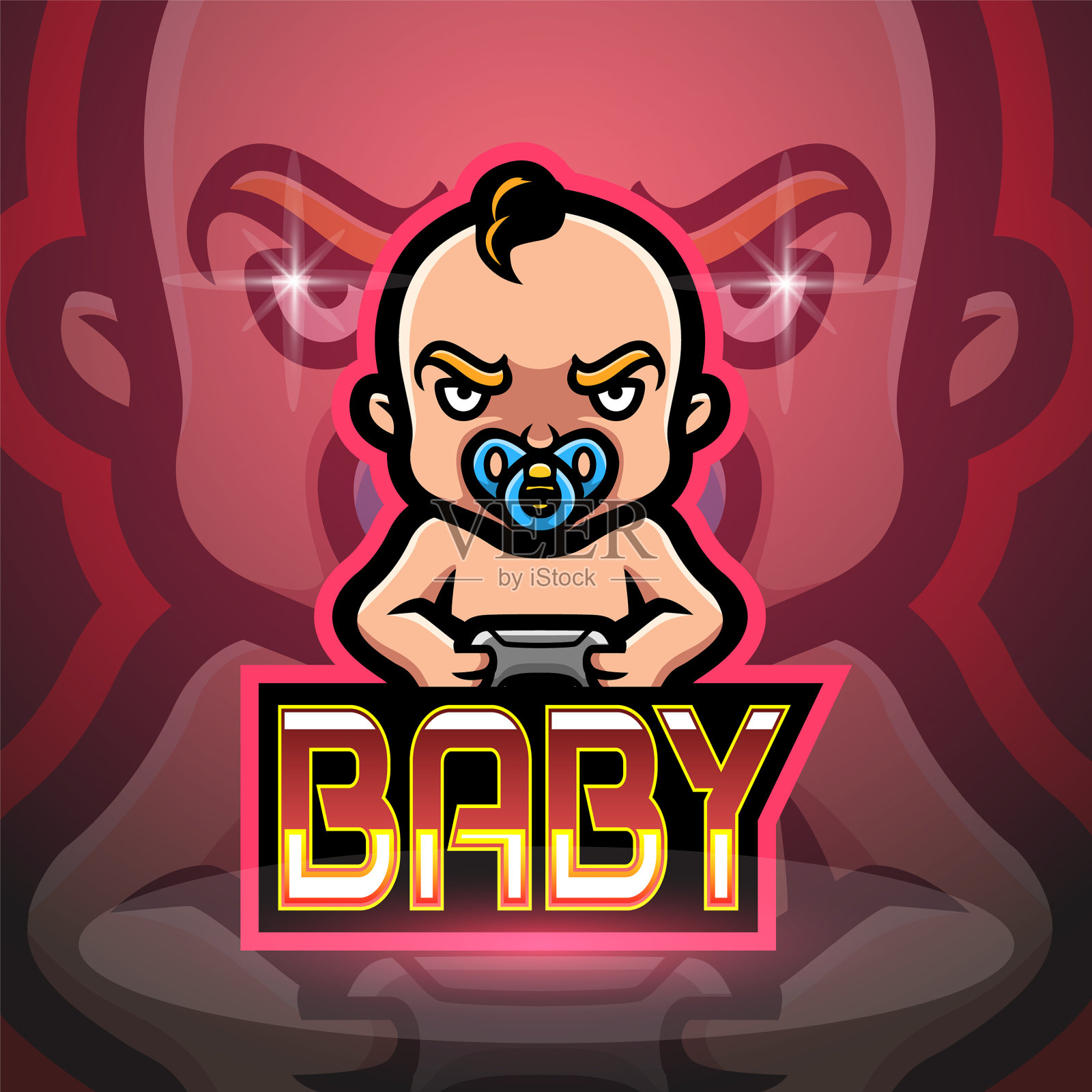 宝宝电竞logo吉祥物设计插画图片素材