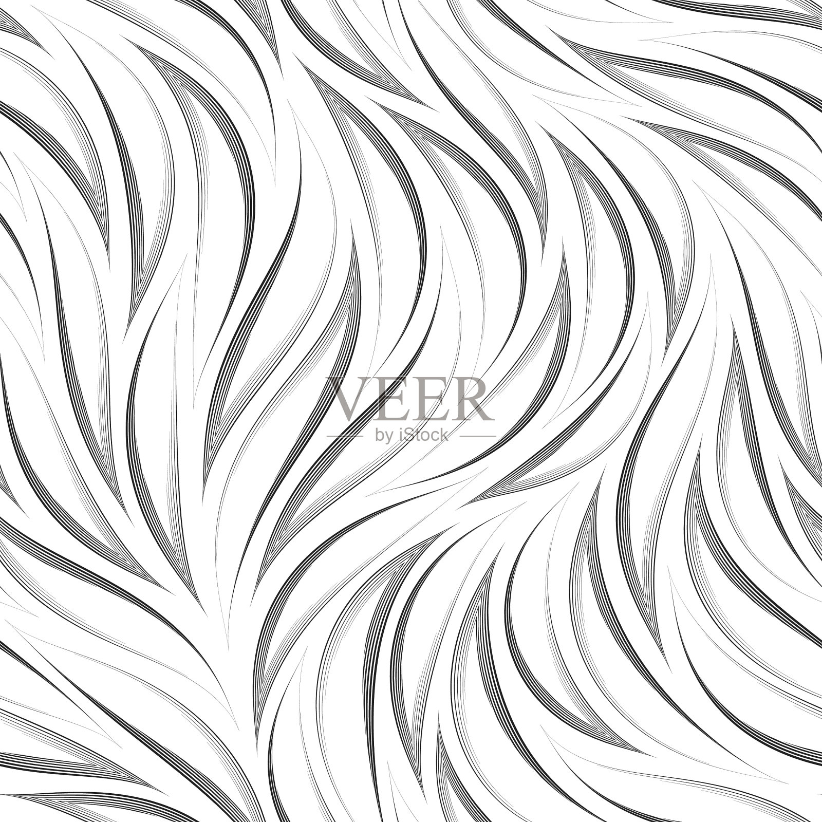 抽象无缝图案的曲线薄插画图片素材