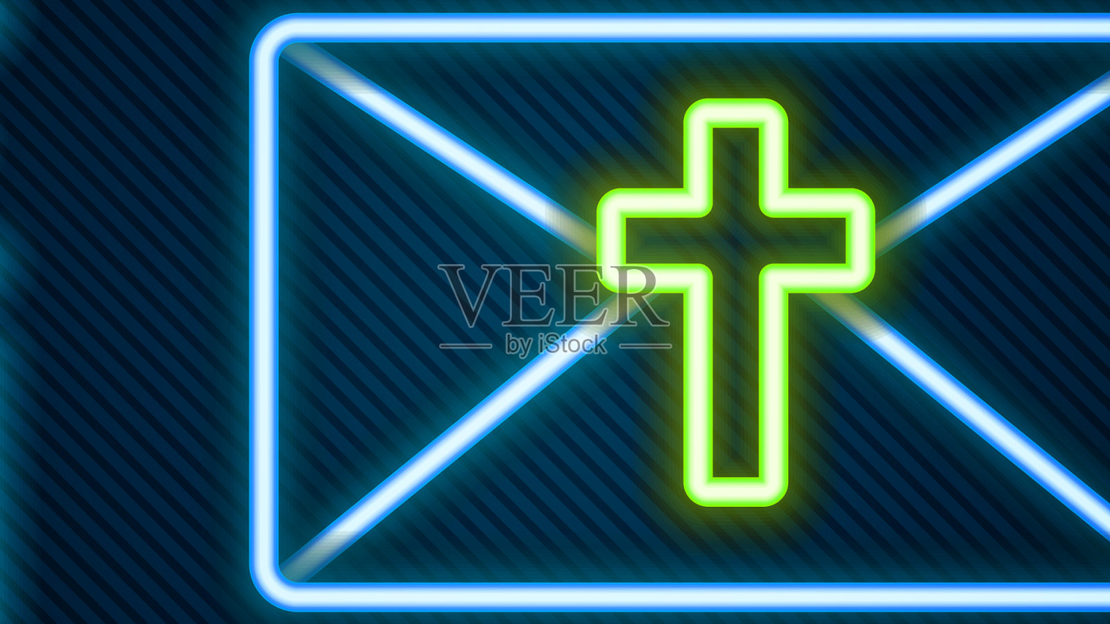 发光的霓虹灯线贺卡与快乐的复活节插画图片素材