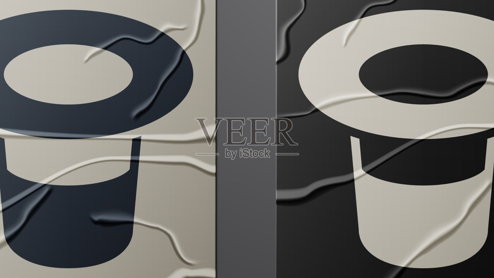 白色魔法帽子图标孤立在皱巴巴的纸上插画图片素材