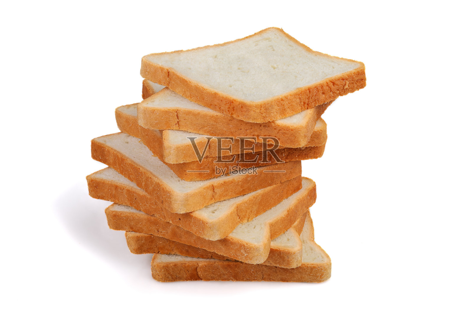 在白色背景上孤立的吐司面包片。照片摄影图片