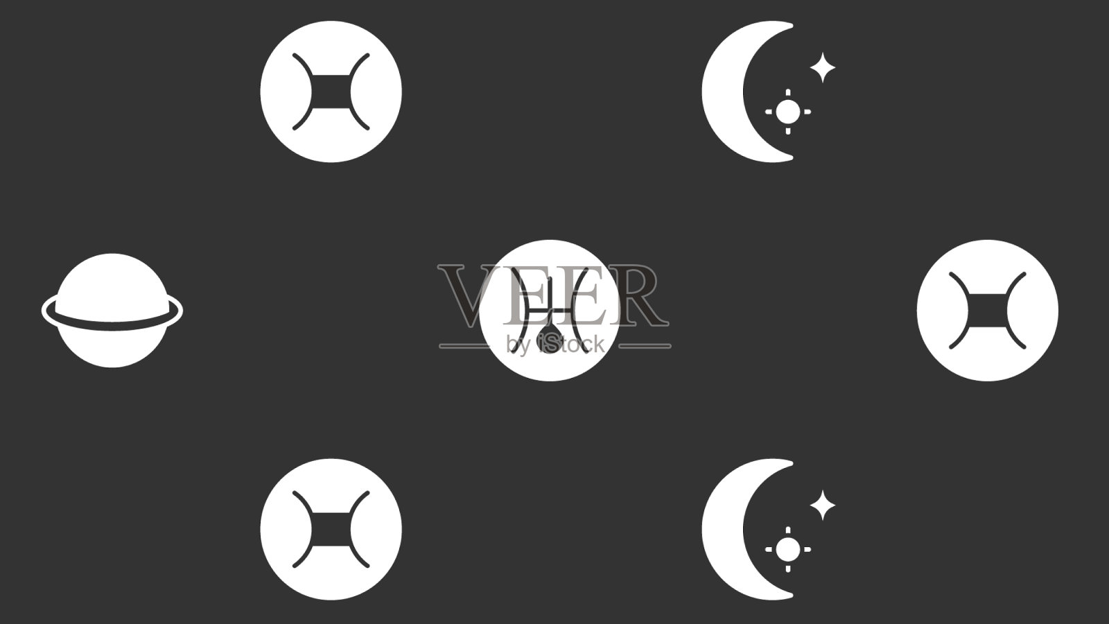 月亮和恒星的行星土星象征天王星图标素材